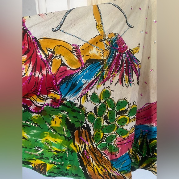 Vintage Hand-painted Mexican Circle Skirt - Picture 4 of 10